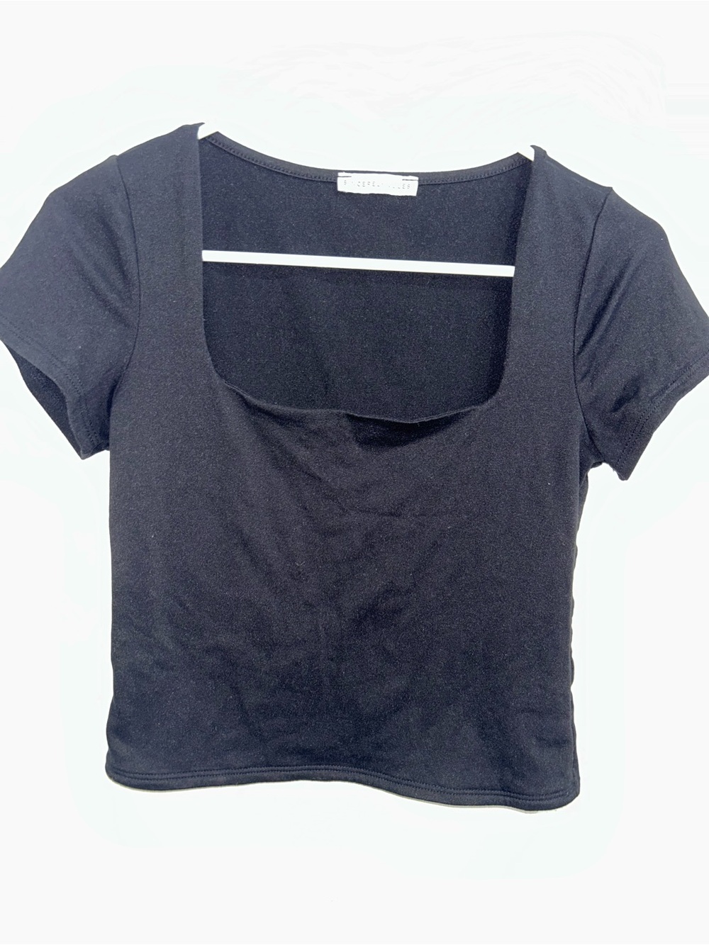 Women’s Black Square Neck Short Sleeve Top
